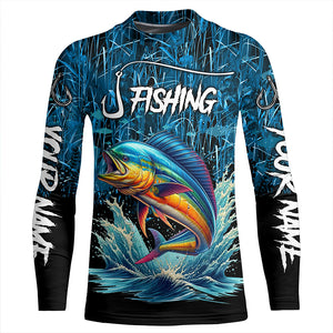 Mahi mahi Fishing blue camo Custom UV protection long sleeves fishing shirts NQS5771