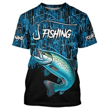 Load image into Gallery viewer, Chinook salmon Fishing jersey blue camo Custom UV protection long sleeves fishing shirts NQS5773