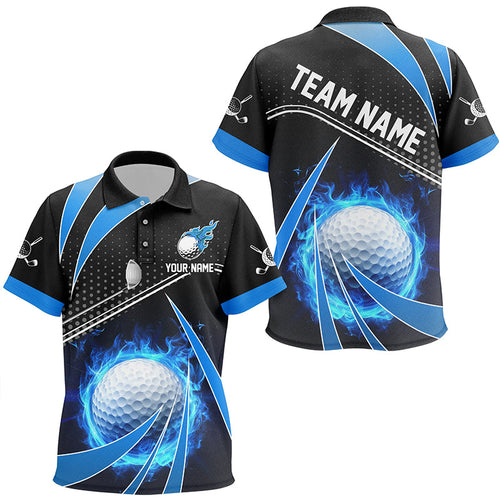 Black and Blue Fire golf ball custom Kid golf polo shirts, personalized kid golf outfits for team NQS8302