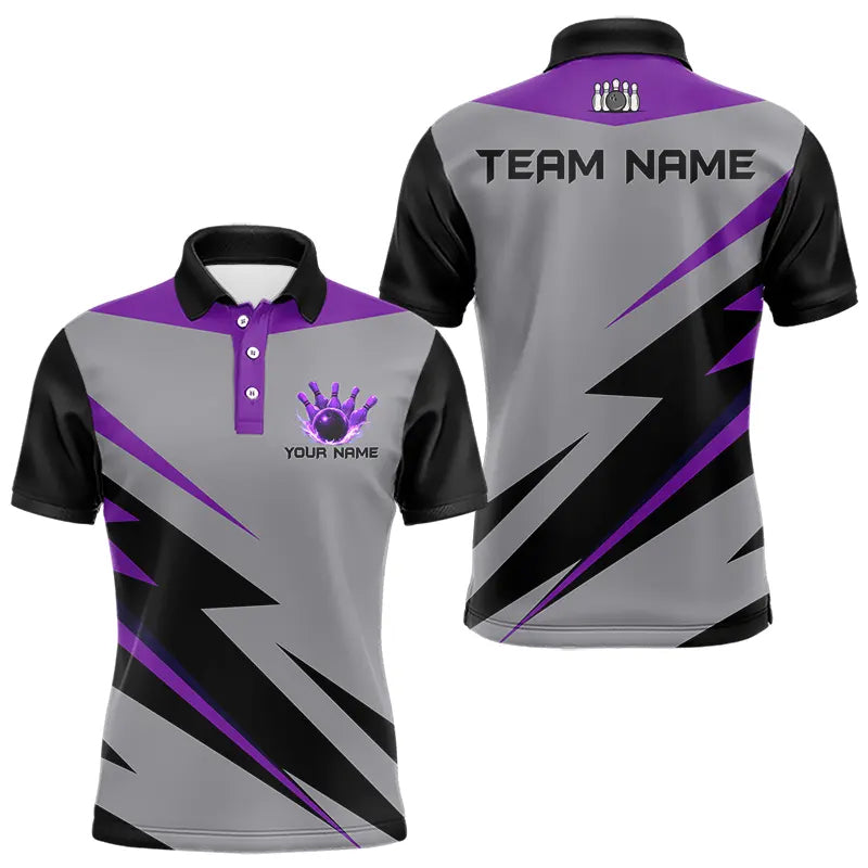 Purple lightning Bowling Polo, Quarter Zip shirts For Men custom bowling team jerseys Bowler Outfits NQS9412