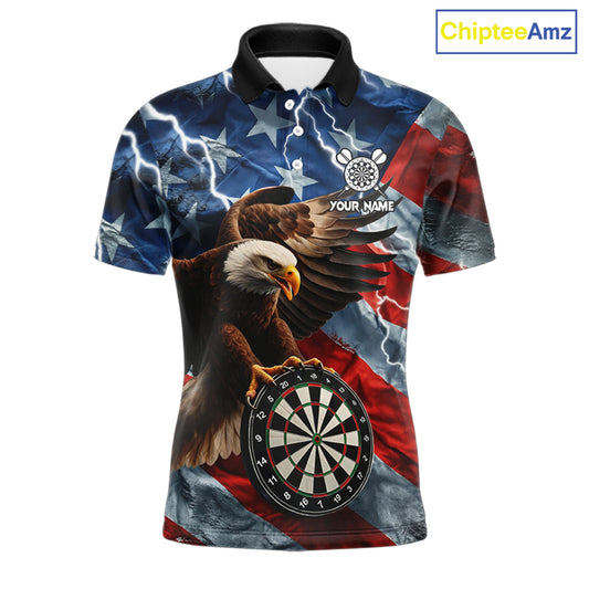 American Flag Eagle Lightning Thunder Dart Shirts For Men Custom Patriotic Dart Team Jerseys NQS11504