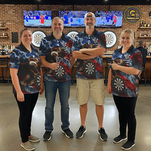 Load image into Gallery viewer, American Flag Eagle Lightning Thunder Dart Shirts For Women Custom Patriotic Dart Team Jerseys NQS11504