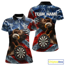 Load image into Gallery viewer, American Flag Eagle Lightning Thunder Dart Shirts For Women Custom Patriotic Dart Team Jerseys NQS11504