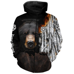 Black bear hunting dog winter camo Customize 3D All Over Printed Shirts Personalized hunting apparel NQS1689