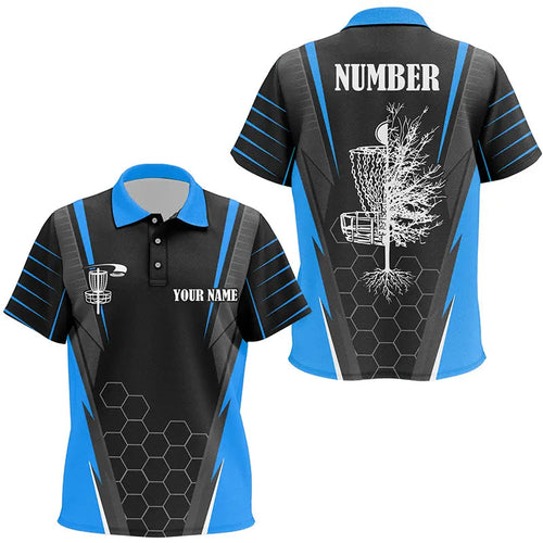 Kid disc golf polo shirt custom disc golf shirt, disc basket golf gifts for children | Blue NQS7496