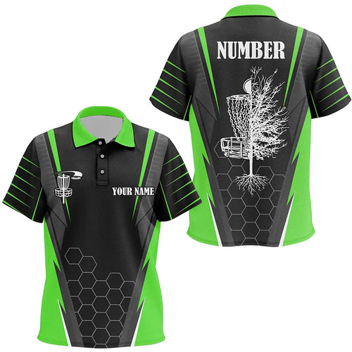 Kid disc golf polo shirt custom disc golf shirt, disc basket golf gifts for children | Green NQS7497