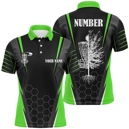 Mens disc golf polo shirt custom disc golf shirt, disc basket golf gifts for mens | Green NQS7497