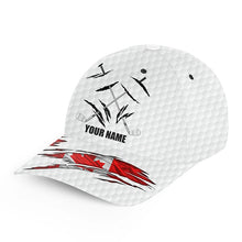 Load image into Gallery viewer, Canadian flag white golf ball skin Golfer hat custom name golf clubs sun hats for men, mens golf hats NQS7498