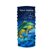 Load image into Gallery viewer, Personalized Mahi mahi Saltwater Blue Long Sleeve Performance Fishing Shirts, Dorado tournament Shirt NQS5785