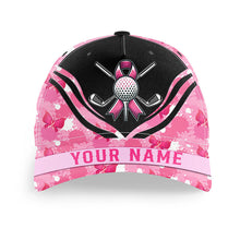 Load image into Gallery viewer, Pink ribbon golf ball clubs Golfer hat custom breast cancer awareness golf hats, gifts for golfers NQS8315