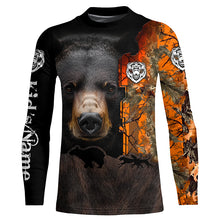 Load image into Gallery viewer, Black bear hunting dog orange camo Custom Name 3D All Over Printed Shirts Personalized hunting apparel NQS4169