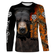 Load image into Gallery viewer, Black bear hunting dog orange camo Custom Name 3D All Over Printed Shirts Personalized hunting apparel NQS4169