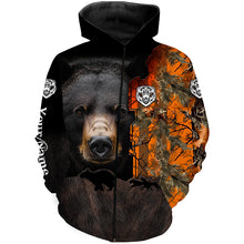 Load image into Gallery viewer, Black bear hunting dog orange camo Custom Name 3D All Over Printed Shirts Personalized hunting apparel NQS4169