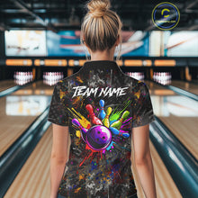 Load image into Gallery viewer, Colorful Skull bowling jerseys Bowling Shirts for Women Custom Bowling Team shirts for bowlers NQS11293