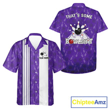 Load image into Gallery viewer, Funny Retro Hawaiian bowling shirts Custom That's some bowshit bowling button up shirts | Purple NQS11510