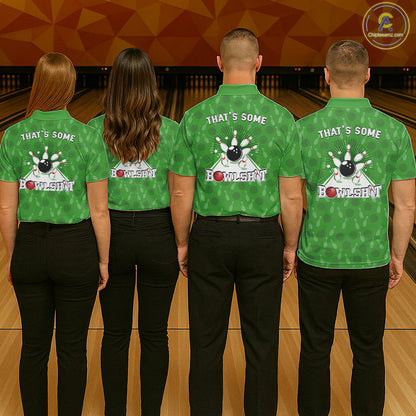 Custom Retro Bowling Team Shirts For Women That's some bowshit Funny Bowling Pattern Jerseys | Green NQS11511