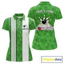 Load image into Gallery viewer, Custom Retro Bowling Team Shirts For Women That's some bowshit Funny Bowling Pattern Jerseys | Green NQS11511