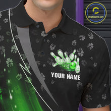 Load image into Gallery viewer, Black and Green Shamrock pattern Bowling Shirts for Men Custom St Patrick Team Bowling jerseys NQS11513