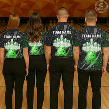 Load image into Gallery viewer, Black and Green Shamrock pattern Bowling Shirts for Men Custom St Patrick Team Bowling jerseys NQS11513