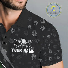 Load image into Gallery viewer, Black &amp; Green Shamrock pattern Golf Polo Shirts For Men Custom St Patrick team men's golf clothes NQS11514