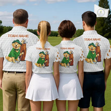 Load image into Gallery viewer, Funny Mens golf polo shirts custom Golden retriever golf pattern white golf shirts NQS11519