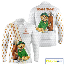 Load image into Gallery viewer, Funny Mens golf polo shirts custom Golden retriever golf pattern white golf shirts NQS11519