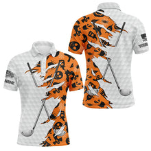 Load image into Gallery viewer, Orange Halloween golf pattern white golf ball skin Men golf polo shirts custom golf clubs outfit men NQS8086