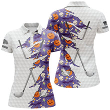 Load image into Gallery viewer, Halloween golf pattern white golf ball skin Womens golf polo shirts custom golf clubs outfit women NQS8087