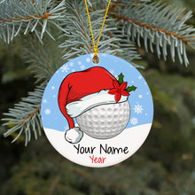 Load image into Gallery viewer, Santa hat golf ball Christmas ornament custom name and year personalized golf ornament NQS8766