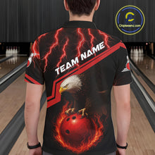 Load image into Gallery viewer, Black and Red Flame Lightning Thunder Eagle Bowling Shirts for Men Custom Bowling Team League Outfit NQS10917