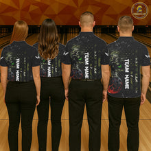 Load image into Gallery viewer, Black and Green Camo grunge American Flag Skull Bowling Shirts for Men Custom Bowling Team jerseys NQS11294