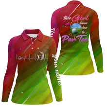 Load image into Gallery viewer, Colorful gradient Womens golf polo shirt custom this girl knows how to par tee, golf gifts for girl NQS5527