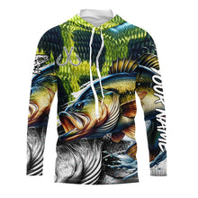 Load image into Gallery viewer, Largemouth Bass Fishing green scales custom UV protection long sleeves fishing shirts for Men, Women NQS7881