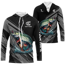 Load image into Gallery viewer, Personalized Black camo Musky Fishing Jerseys, Muskie Long Sleeve Fishing Tournament Shirts NQS8770