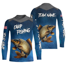 Load image into Gallery viewer, Blue camo Carp fishing Custom performance long sleeve team Carp fishing tournament shirts NQS9238