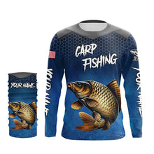 Load image into Gallery viewer, Blue camo Carp fishing Custom performance long sleeve team Carp fishing tournament shirts NQS9238