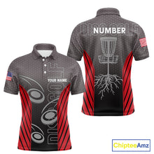 Load image into Gallery viewer, Disc golf t-shirts, polos, hoodies for men, women custom name, number camo disc golf jerseys | Red NQS11304