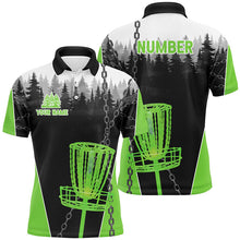 Load image into Gallery viewer, Mens Disc golf polo shirts custom black chain disc golf jerseys, disc golf outfit | Green NQS7518