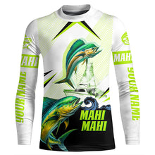 Load image into Gallery viewer, Mahi mahi Dorado fishing green camo Customize name long sleeves fishing shirts NQS1860