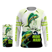 Load image into Gallery viewer, Mahi mahi Dorado fishing green camo Customize name long sleeves fishing shirts NQS1860