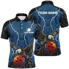 Load image into Gallery viewer, Men&#39;s bowling Polo, Quarter Zip shirts Custom Eagle bowling lightning storm team league jerseys | Blue NQS7893