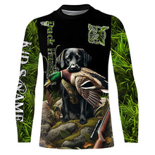 Load image into Gallery viewer, Black Labrador Retriever Duck Hunting Waterfowl green camo Shirts, Personalized Duck Hunting shirts NQS632