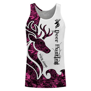 Deer Hunting Pink Camo Customize Name 3D All Over Printed Shirts Personalized Hunting gift For Women NQS630