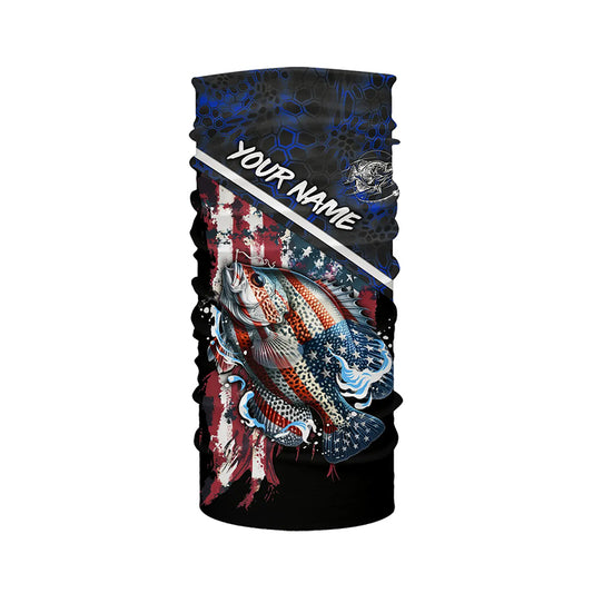 American Flag crappie fishing blue camo Custom Name Fishing Shirts UV Protection NQS3643