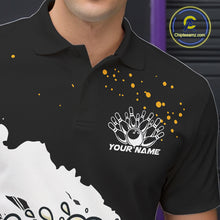 Load image into Gallery viewer, Funny Beer Glass Black and White Bowling Polo, 1/4 Zip Shirts for Men Custom Bowling Team Jersey NQS10933