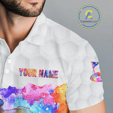 Load image into Gallery viewer, Colorful watercolor Mens Golf polo shirts Custom team golf outfit, Personalized mens golf top NQS11315