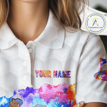 Load image into Gallery viewer, Colorful watercolor Womens Golf polo shirts Custom team golf outfit, Personalized ladies golf top NQS11315