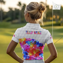 Load image into Gallery viewer, Colorful watercolor Womens Golf polo shirts Custom team golf outfit, Personalized ladies golf top NQS11315