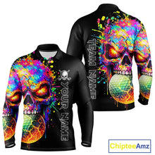 Load image into Gallery viewer, Colorful Skull Golf jerseys Black Golf polo shirts For Men Custom Team mens golf clothes NQS11318