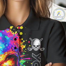 Load image into Gallery viewer, Colorful Skull Golf jerseys Black Golf polo shirts For Women Custom Team ladies golf clothes NQS11318